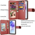 thumbnail image 2 of eBizWare RFID Blocking Leather Wallet Cell Phone Case with Wrist Strap for Samsung Galaxy A35, Red, 2 of 7
