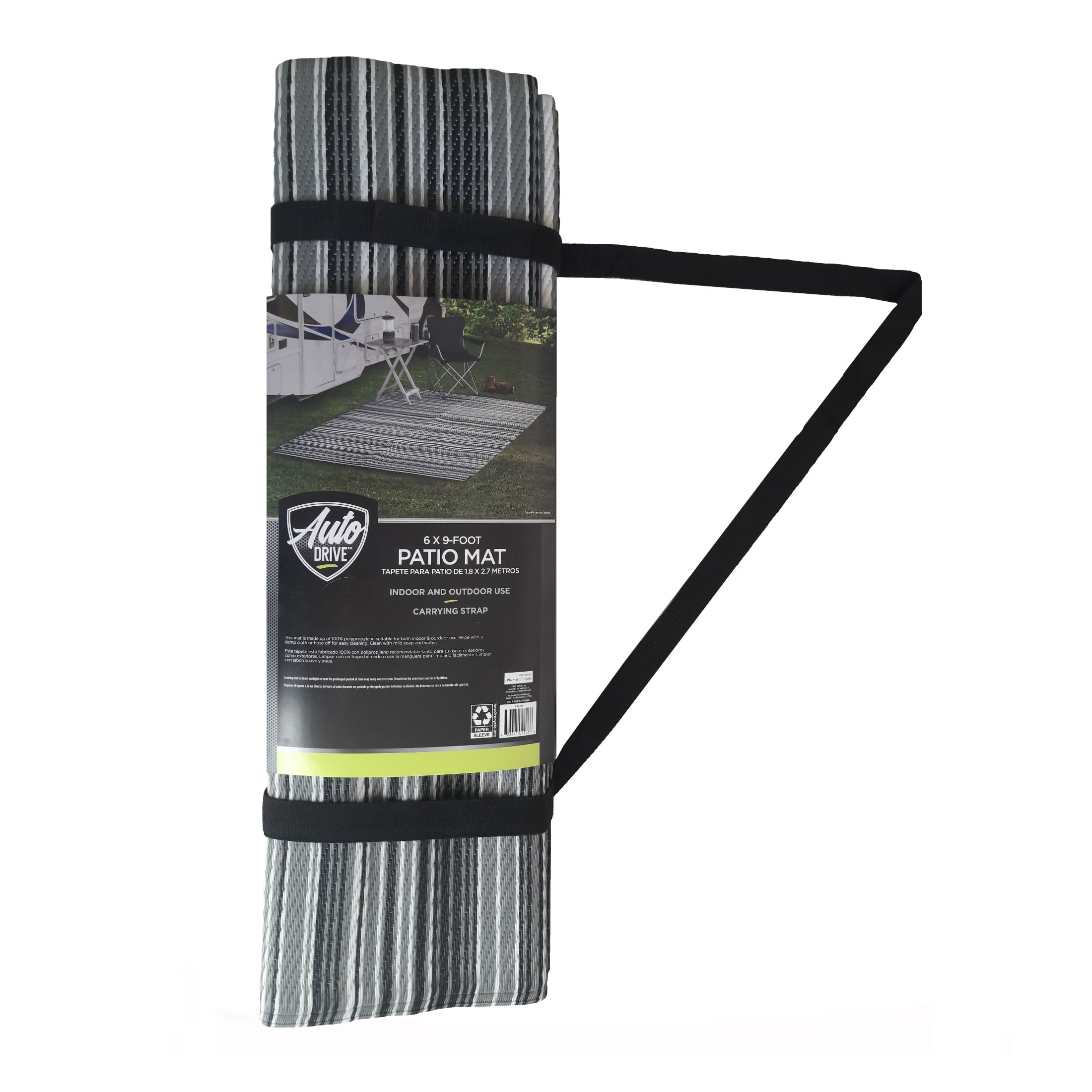 (2 pack) Auto Drive 6' x 9' Reversible Gray RV Patio Mat, Perfect for RV Patios and Garden Patios, Polypropylene