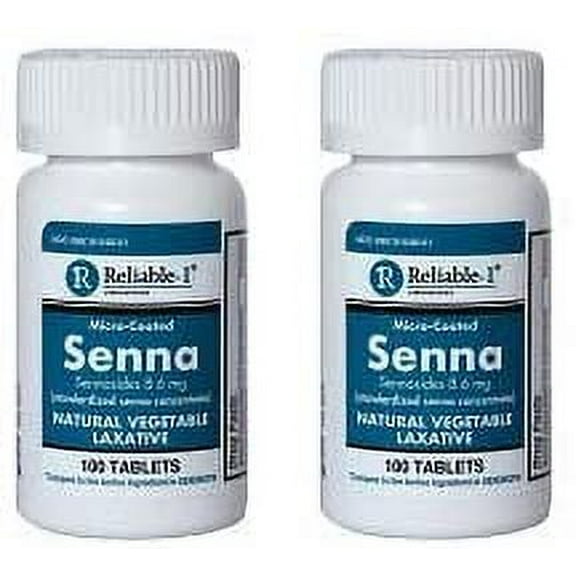 RELIABLE 1 LABORATORIES Micro Coated Senna 8.6mg Vegetable Laxative (100 Tablets) (2 Pack)