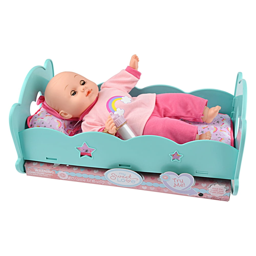 My Sweet Love Baby and Cradle Set w/ 3 Accessories