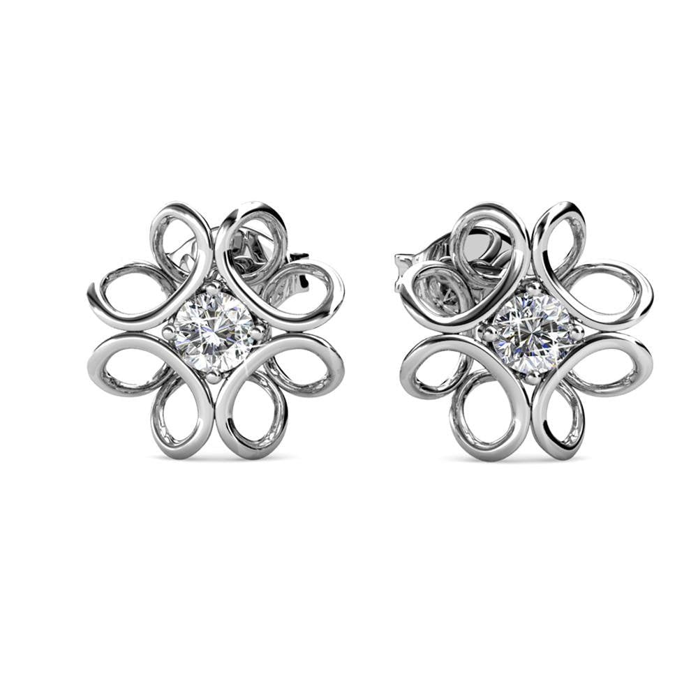 Cate & Chloe Alexis 18k White Gold Plated Flower Jewelry Set with Swarovski Crystals Gift for Women