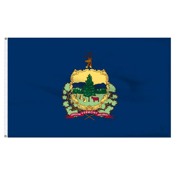 Vermont Flag Nylon Rectangular Canvas Heading 2 Brass Grommets 6ft x 10ft