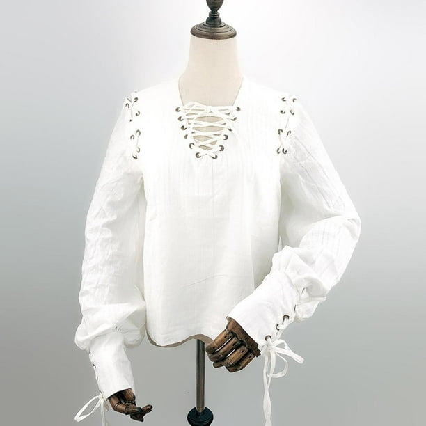 Blusa Victoriana De Algodón BEAUTELICATE Estilo Boho, Mangas 3/4  Perfecta Para Looks Góticos Y Casuales - Main Image