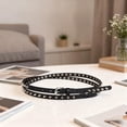 thumbnail image 2 of Women's Double Wrap Studded Belt, 66.1 in / 168 cm Long, Punk Waist Belt, Fashionable Skinny Belt, Classic Black Leather Belt, 2 of 5