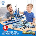 thumbnail image 7 of EXERCISE N PLAY 1169-Piece City Police Station Building Kit, 6-in-1 Military Battleship Toy, 7 of 7