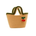 thumbnail image 2 of Bolso De Algodón Bolso de mano grande de algodón tejido con cuerda y estampado de cerezas,color marrón café,ideal para la playa,para el uso diario y para viajar (1 unidad). Rkxzt, 2 of 7