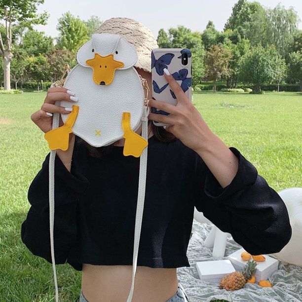 Bolsa Bolso bandolera de PU de retazos con forma de pato para mujer, bolsos pequeños de dibujos animados informales JShteea Para Estrenar
