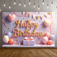 thumbnail image 5 of Pink Theme Birthday Banner Colorful Balloons Happy Birthday Backdrop for Birthday Party Photo Shoot Celebration, 5 of 8