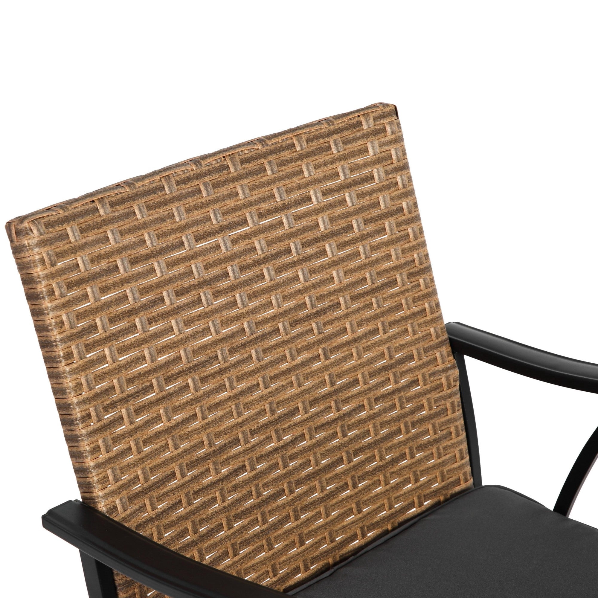 Sailvan 7 Piece Wicker Outdoor Table and Chairs,Patio Dining Set with Square Steel Table and Umbrella Hole,Brown