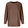 thumbnail image 5 of Leesechin Womens Fall Sweater Dresses Casual Oversized Cable Knit Chunky Pullover Crewneck Long Sleeve Short Sweater Dress Brown, 5 of 8