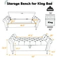 thumbnail image 5 of Aemeios 67" Velvet Storage Bench Upholstered Button-Tufted End of Bed Storage Ottoman Benches with Arms for Entryway Cloakroom, Cream, 5 of 9