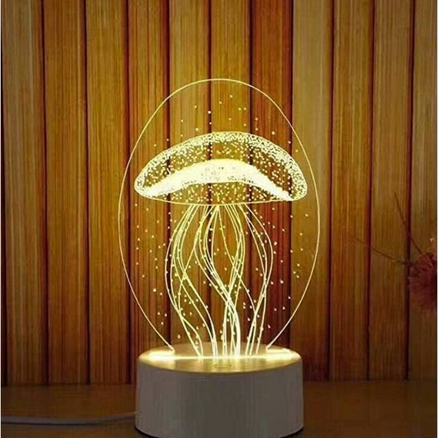 Fiudx Luz Nocturna Usb, Lámpara Acrílica Compacta, Decoración Led Blanca Cálida, Ideal para Usar Como Lámpara de Escritorio, Regalo para Habitación de Bebé, Diseño de Bajo Consumo.