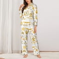thumbnail image 6 of Rateoe Farm Bee Cute Honey Pattern Womens Pajamas Set Long Sleeve Sleepwear Button Down Nightwear Soft Cotton Pj Lounge Sets, 6 of 9