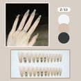 thumbnail image 4 of 24pcs Nail Tip Green Rhinstones Full Cover Pink Bow DIY Fake Nails French Coffin Long Ballerina Transparent Love Heart Crystal Z-438, 4 of 7