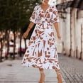 thumbnail image 2 of Birdeem Robe Décontractée Mode pour Femmes Col en V Imprimé Floral Fendu Manches Bouffantes, 2 of 8