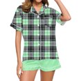 thumbnail image 1 of Conjunto de Verano para las Mujeres, Estampado Cuello de Manga Corta Y Pantalones Cortos, Moda Casual de Dos Piezas, 1 of 8