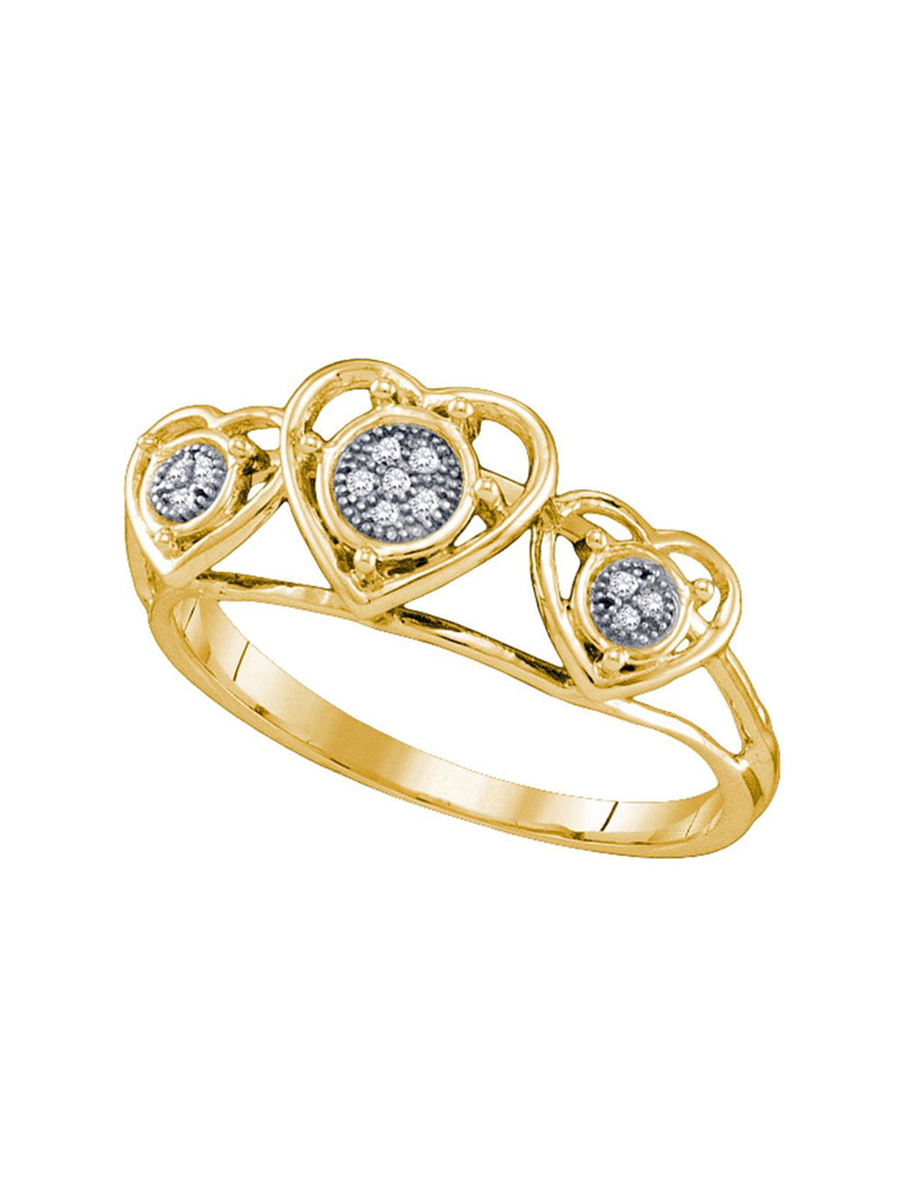 10kt Yellow Gold Womens Round Diamond Heart Ring .03 Cttw 