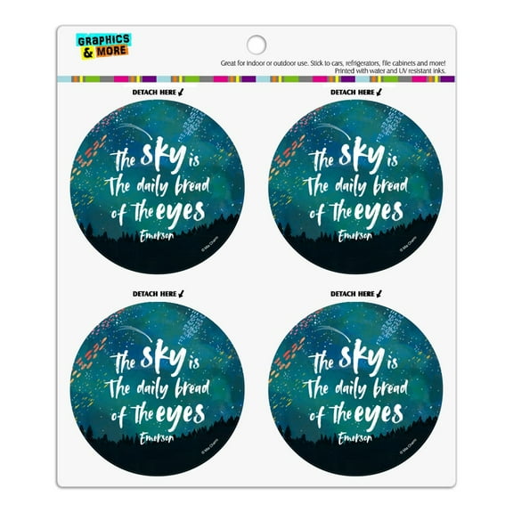 The Sky is the Daily Bread of the Eyes Emerson Quote Inspirational Refrigerator Fridge Locker Vinyl Circle Magnet Set