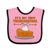 Inktastic It's My 1st Thanksgiving with Cute Smiling Pumpkin Pie Boys or Girls Baby Bib