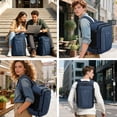 thumbnail image 6 of WANDF Airline Approved Travel Backpack with USB Port, 30L Waterproof Carry On Personal Item Bag 18x14x8  for Men Women, 13 Pockets Laptop Weekender Backpack, Daypack for Business Travel Gym,Blue, 6 of 10