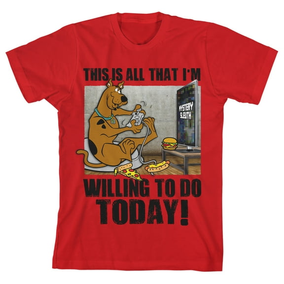 Scooby Doo This Is All I'm Willing To Do Today Youth Red Graphic Tee-Small