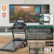10MPH Folding Treadmill w/ 15% Auto Incline, 300lb Capacity, Treadmill for Home Portable Foldable Exercise Equipment Running Walking Machine, APP Control, 64 Programs, HiFi Bluetooth Speakers