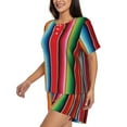 thumbnail image 2 of Bingfone Mexican Serape Blanket Stripes Print Pajamas Sets for Women Soft Short-Sleeved Pjs with Lounge Shorts Two Piece Sleepwear, 2 of 8
