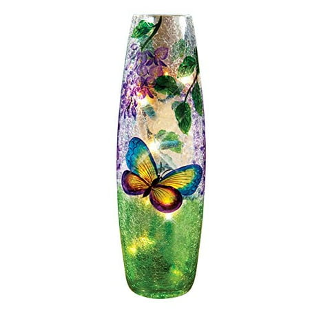 Ellington Glass Lighting - Lighted Wisteria Crackled Butterfly Glass Lamp