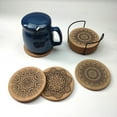 thumbnail image 6 of Travelwant 6Pcs/Set Cork Coasters for Drinks with Metal Holder Round Drink Coaster Thick Absorbent Heat-resistant Saucer - Used for Cold Hot Beverages Glasses Mugs Cups Plants Apartment Decor, 6 of 7
