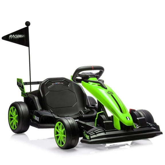 Riedhoff 24V Electric Drift Go Kart for Kids 6-12,Adjustable Seat, 8.5MPH,EVA Wheels,Green