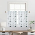 thumbnail image 2 of Sheer Valance Curtain, Floral Embroidered Pom Design Kitchen Window Treatment Voile Window Valances Rod Pocket, Semi Sheer Bathroom Curtain Windows, 26"W×36"L, 2 Panels,Lake Blue, 2 of 6