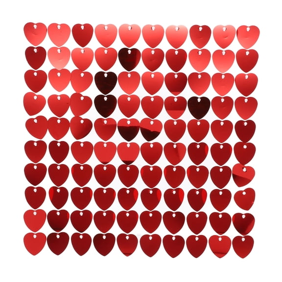 HONMEET Rosy Heart Sequin Wall Backdrop Curtain for Wedding Party Decor, Indoor & Outdoor Hanging Decoration