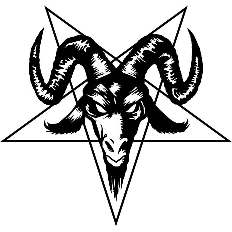 Satanic Goat Head with Pentagram (black) Womens White Heather Graphic  Racerback Tank Top - Design By Humans L - Walmart.com