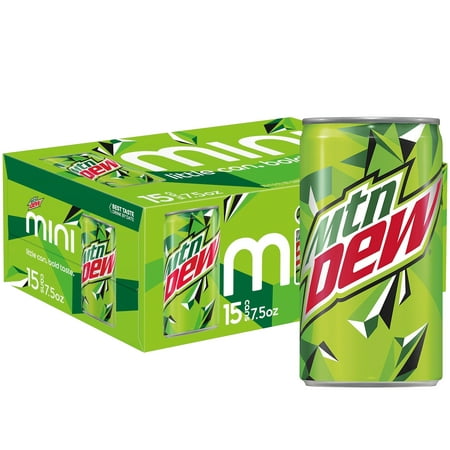 Mountain Dew Citrus Soda Pop, 7.5 fl oz, 15 Pack Mini Cans