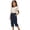 V90-Navy, variant on WhouRiu Girls Casual Beach Pants Summer Solid Color Drawstring Waist Cropped Trousers Kids Comfortable Lightweight Trousers With Pockets,13-14 Years