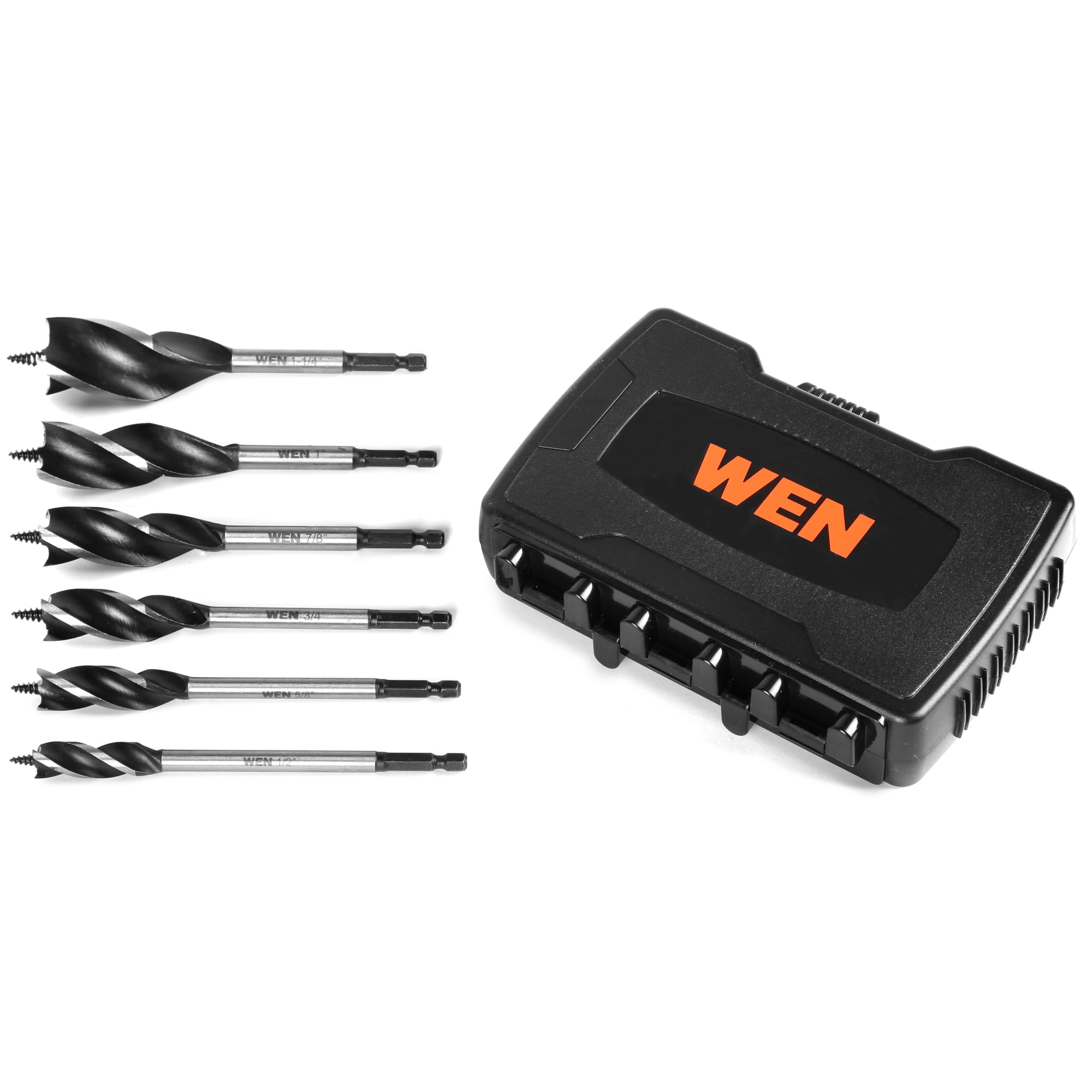 WEN 6-Piece Tri-Flute Auger Drill Bit Set with Carrying Case