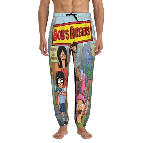 Mens Bob's Burgers Joggers Sweatpants Front Print Pants Novelty Graphic Trousers Casual Athletic Sports Joggers with Pockets
