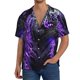 thumbnail image 1 of Balery Purple Plant White Tiger Camisa Casual de Manga Corta con Botones para Hombre, Texturizada, Estilo Cubano, para Playa, Verano-3X-Large, 1 of 5