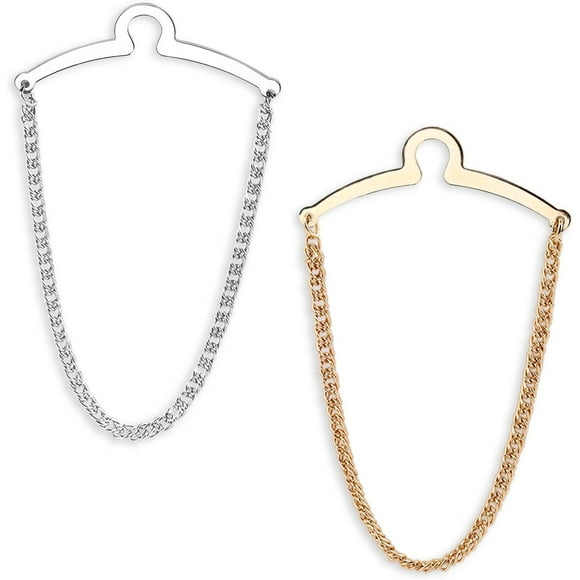 2 Packs Tie Chain for Men – Fashion Necktie Clips and Chains, Men’s Accessories with Ring Clasps for Suits, Neckties, Vests & Trousers – Elegant Tie Pins and Tacks for Business and Wedding Wear,1,1