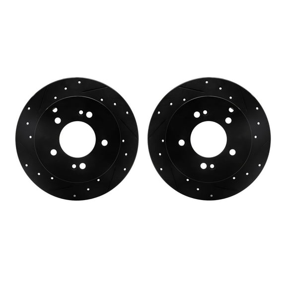 Dynamic Friction Company Rear Brake Rotors-Drilled and Slotted-Black 8002-21037