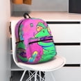 thumbnail image 5 of Pofeuu Psychedelic Cartoon Frog Print Laptop Backpack Travel Canvas Backpack for School Lightweight and Comfortable Backpack College Backpack Schoolbag, 5 of 6