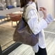 thumbnail image 3 of Bolso de hombro de cuero para mujer Jinwen Color puro Café, 3 of 8