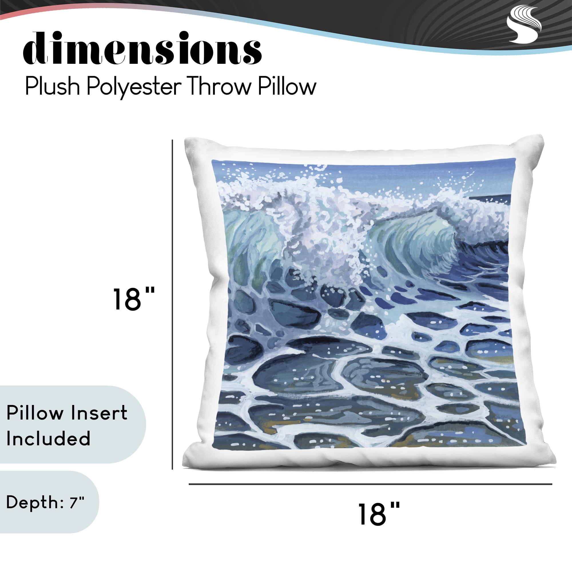 Stupell Industries Strong Crashing Waves on Beach Decorative Printed Throw Pillow, design by Kate Jarvik Birch
