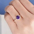 thumbnail image 2 of HeartsAndYou 1ct Natural Purple Amethyst Engagement Ring 14k SOLID Rose Gold Halo Promise, 2 of 6