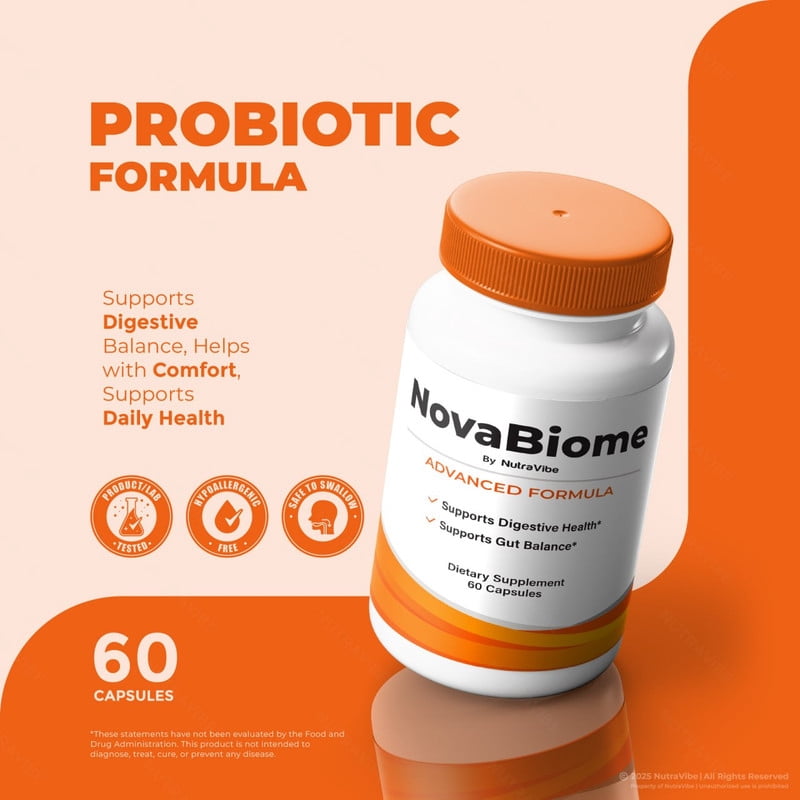 (2 Pack) NovaBiome Capsules – Gentle Gut & Digestive Support Formula for Balance & Wellness | Easy-to-Take Capsules (120 Capsules)