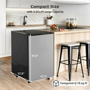 Beddle Mini Fridge with Freezer 3.2 Cu.ft Small Refrigerator for Dorm Bedroom, Compact Refrigerators Single Door Adjustable Thermostat Low Noise,Silver