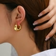 thumbnail image 5 of Lancharmed Gold Plated Stud Earrings for Womens,Gradient Hoops Earring Sister Gift, 5 of 9