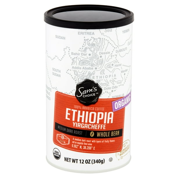 Sam's Choice Organic Ethiopia Yirgacheffe Medium Dark Roast Whole Bean