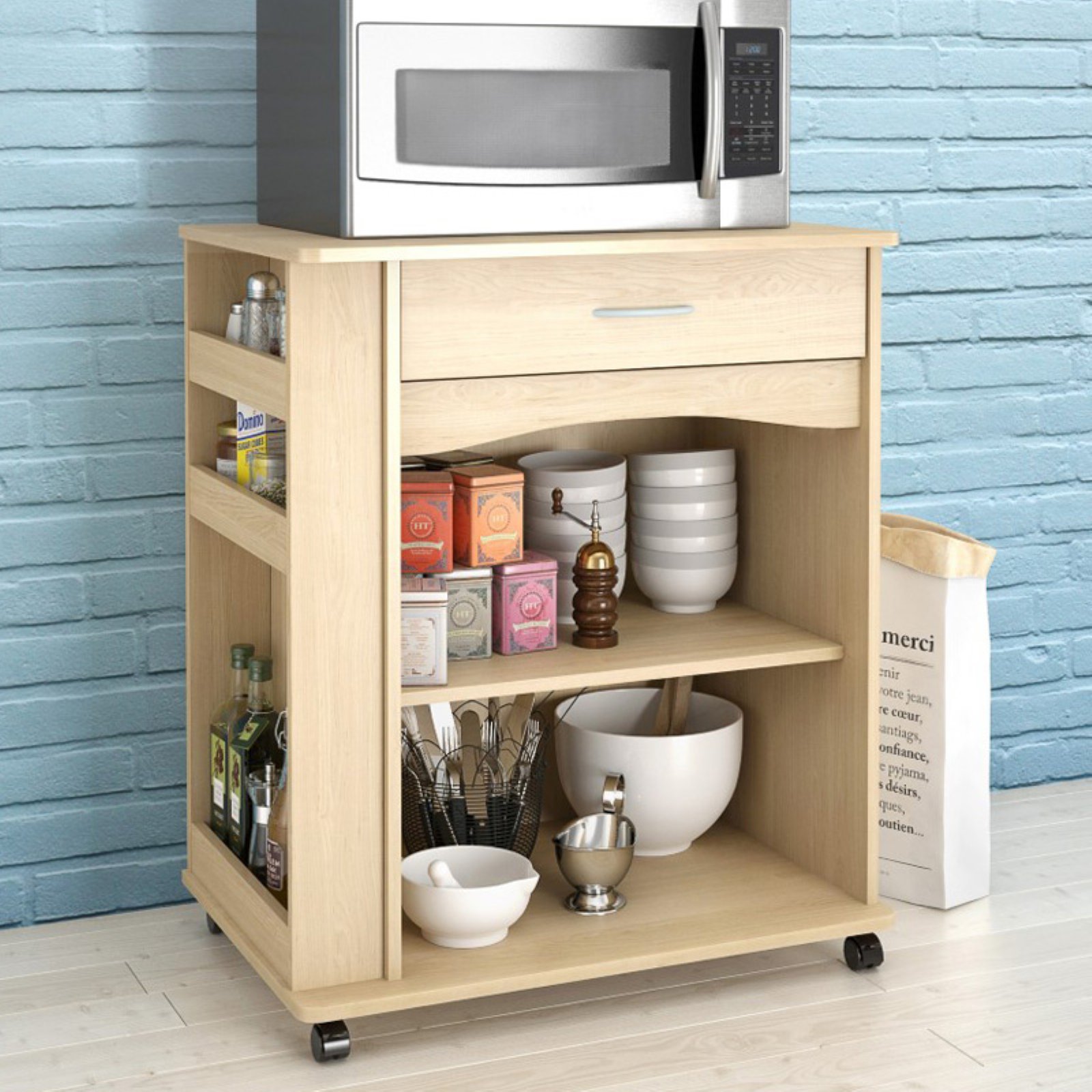 Small Kitchen Cart, Pine - Walmart.com