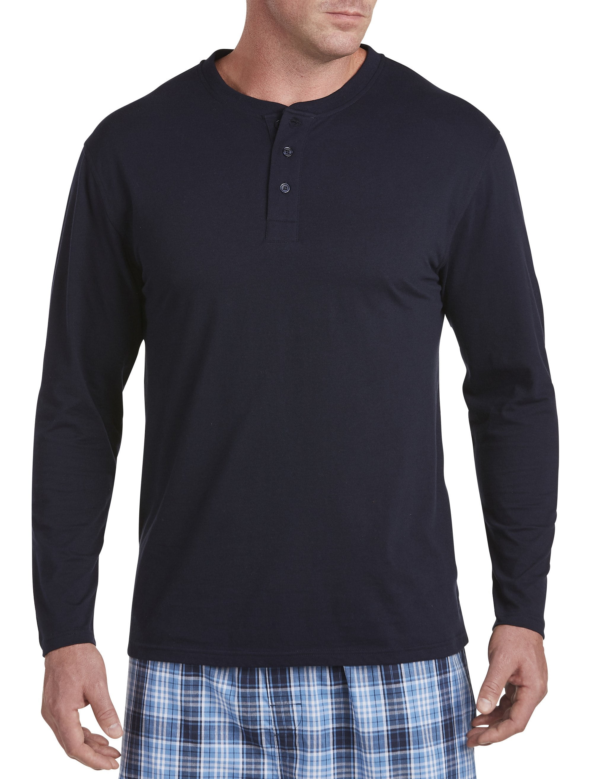 Harbor Bay by DXL Big and Tall Men's Knit Henley, Navy, 2XLTALL